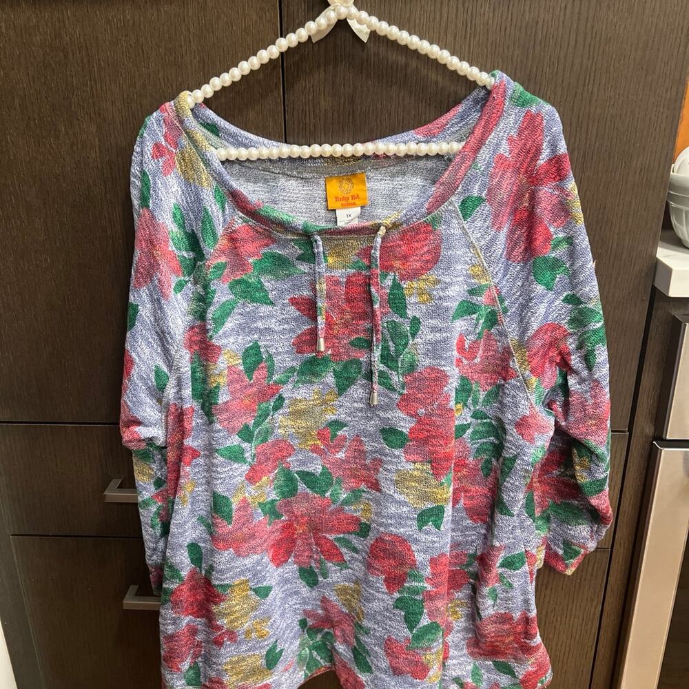 Ruby Rd‎ floral tunic sweater blouse 1XL nwot